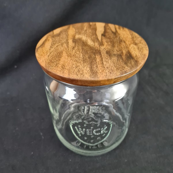 Vintage-Weckglas mit gedrechseltem Deckel aus Nussbaum