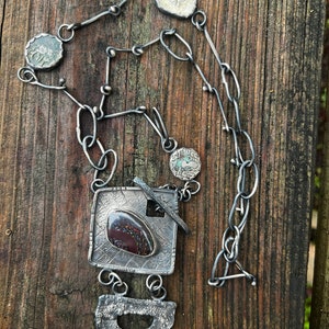 Interdependence Boulder Opal & Ancient Coins Sterling Silver Necklace