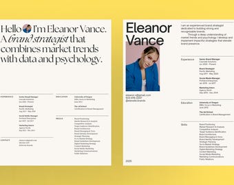 Minimalist Canva Resume Template: Black & White CV Designs (Instant Download)