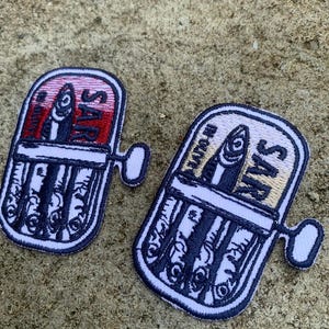 Iron On Patch Sardines  Canned Sardines Patch , Sardines Patch  Funny Patch For gifts, decorations, clothes, hats, bags