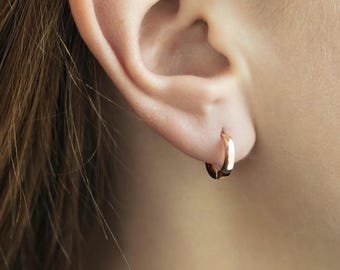18K Gold Plated Huggie Hoop Earrings: Dainty Minimalist Jewelry