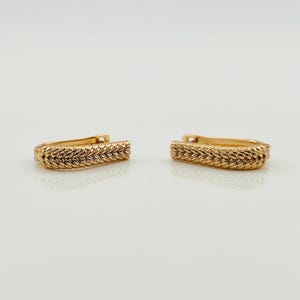 Braided Textured Hoop Earrings - 18K Gold Plated • Gold Plated Earrings • Sterling Silver • Gift for Women • Gift for Her