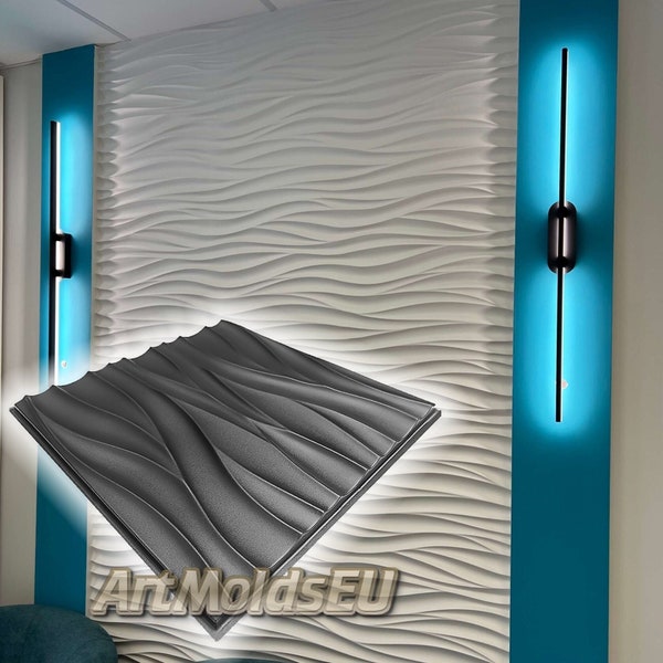 3D panel Mold for gypsum, plaster or concrete tile for decorative wall panels 'Air'