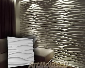3D panel Mold for gypsum, plaster or concrete tile for decorative wall panels &#39;Cascade&#39;