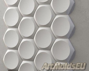 3D panel Molds for gypsum, plaster or concrete tile for decorative wall panels &#39;Hexagon&#39; KIT 5 pcs