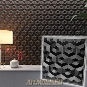 3D panel Mold for gypsum, plaster or concrete tile for decorative wall panels &#39;Diamonds&#39;