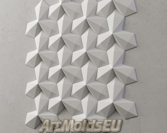 3D panel Molds for gypsum, plaster or concrete tiles for decorative wall panels &#39;Shamrock&#39; KIT 3 pcs
