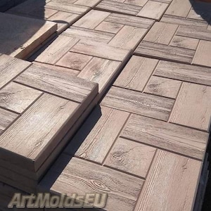 Mal voor betonnen tegels, steenpatroon, betonnen tuin, stapsteen, pad, tuinpad &#39;California wood&#39;