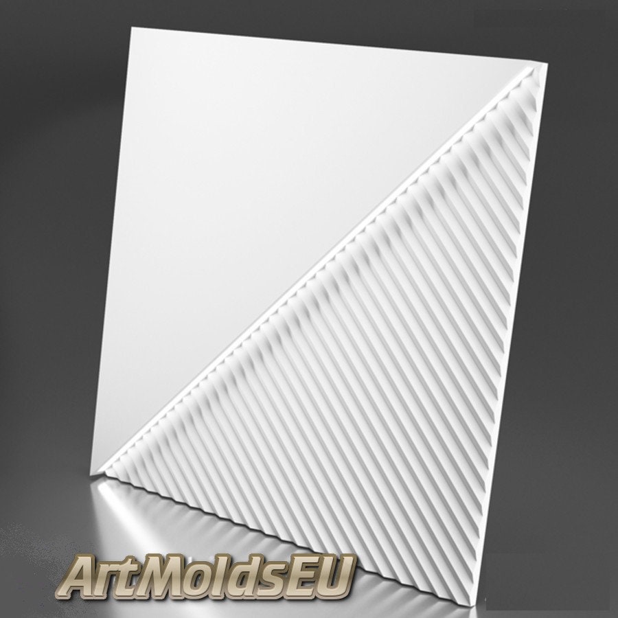 3D panel Mold for gypsum, plaster or concrete tile for decorative wall panels 'Fields LED'