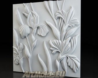 3D panel Mold for gypsum, plaster or concrete tile for decorative wall panels &#39;Iris&#39;