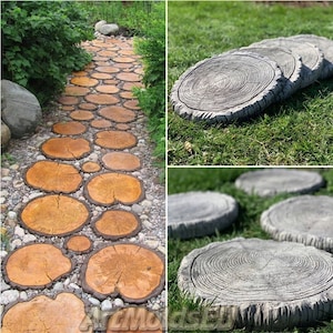 Mold for concrete paving slabs, Stone pattern, Concrete garden, Stepping stone, Path Yard, Garden walkway 'Cut a tree' DIY