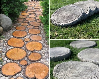 Mold for concrete paving slabs, Stone pattern, Concrete garden, Stepping stone, Path Yard, Garden walkway &#39;Cut a tree&#39; DIY