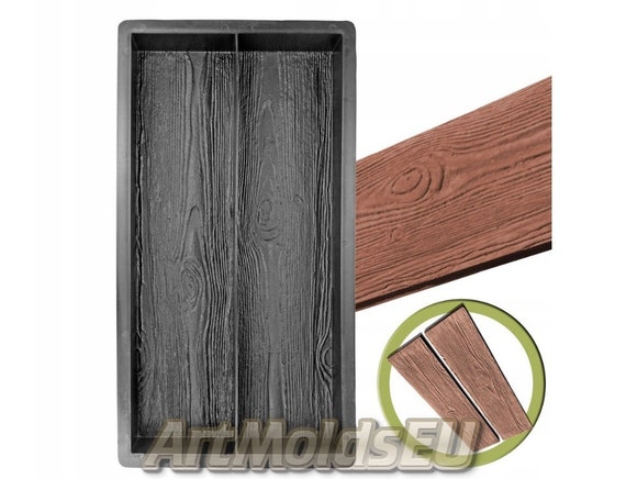 TBVECHI Wood Plank Grain Concrete Stepping Stone Mold - 23.42"x7.48"x1.77" ABS Paving Mold