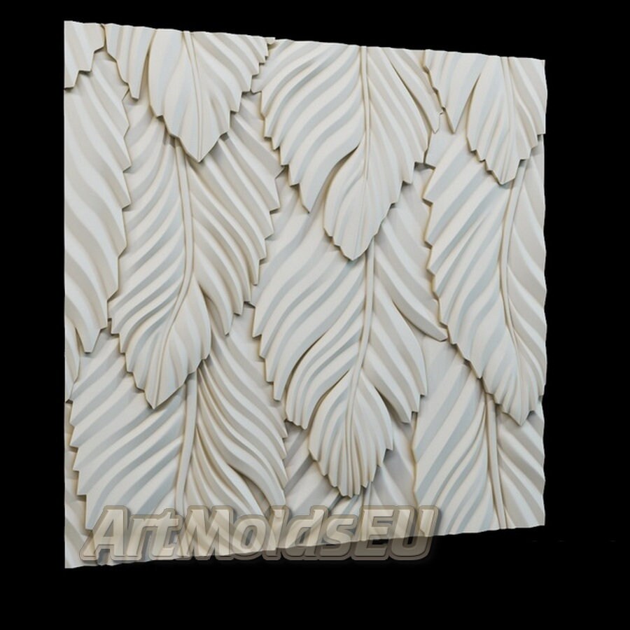 3D panel Mold for gypsum, plaster or concrete tile for decorative wall panels 'Leaf'