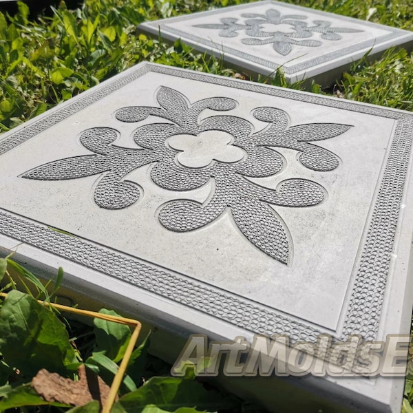 Mold for concrete paving slabs, Stone pattern, Concrete garden, Stepping stone, Path Yard, Garden walkway 'Lily'