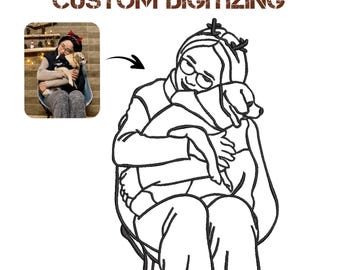 Custom Outline Embroidery Digitizing, Portrait or Pet Photo (Embroidery File)