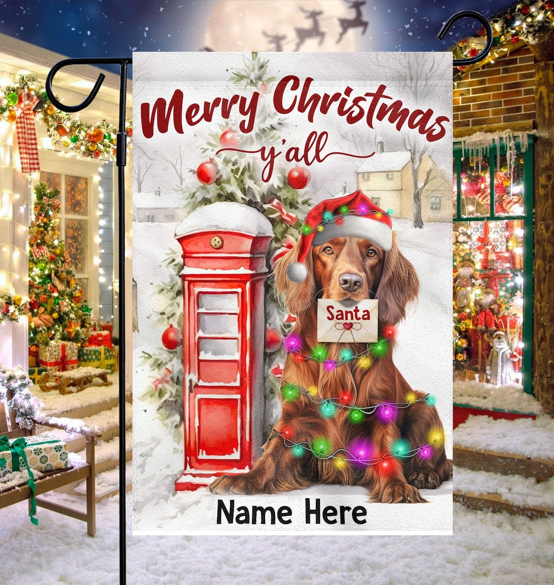 Custom Irish Setter Christmas Garden Flag Merry Christmas Etsy