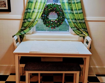 Vintage JCPenney Lime Green Plaid Curtains 1970s Retro