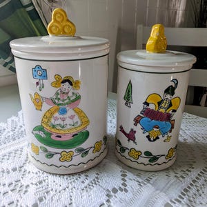 Farmhouse Folklore Country Kitchen Vintage Decor Canisters Set of 2