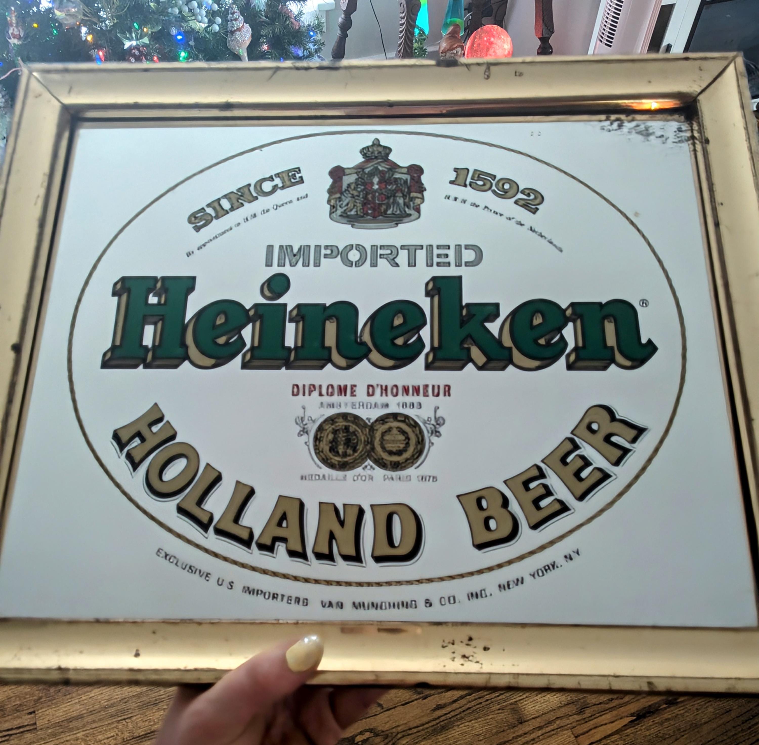 ◽️パブミラー Heineken Beerアンティーク鏡 インテリア Heineken パブミラー – SK OLDIES