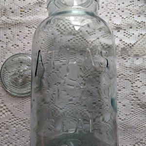 Vintage Atlas Mason Jar Blue Tinted Glass