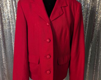 Vintage 80s Sag Harbor Red Blazer Business Casual Coat Women's 12