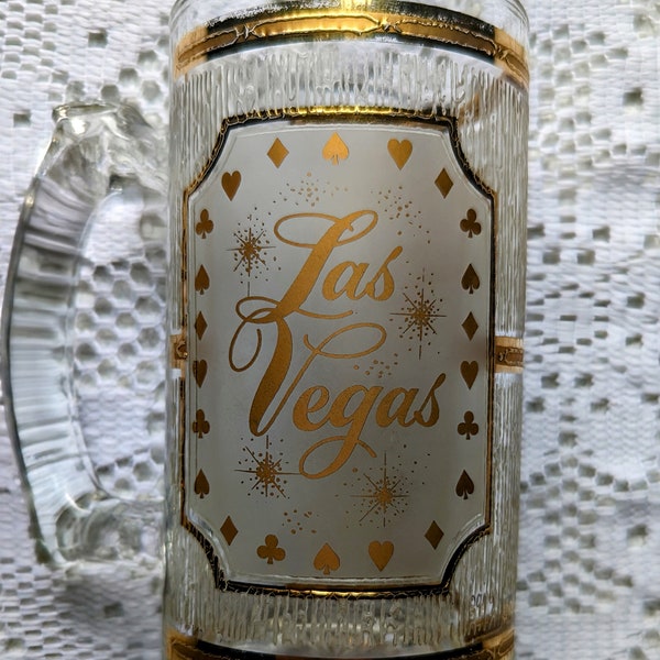 Vintage Glass Mcm Las Vegas Showgirl Gold Beer Mug