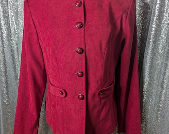 Vintage 80s-90s Jason Matthews Red Fitted Button Up Blazer Jacket Womens 10