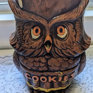 Vintage Retro Treasure Craft Owl Canister Kitchen Decor
