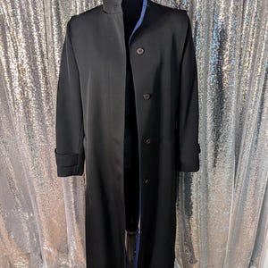 Vintage Classic Black And Blue Button Up Trench Coat Women&#39;s 7