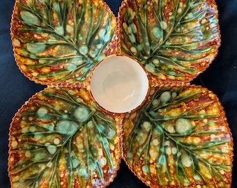 Ceramic Divided Serving Tray 70s Vintage Vegetable Dish