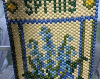 Retro Vintage 1970s Beaded Spring Wall Window Decor