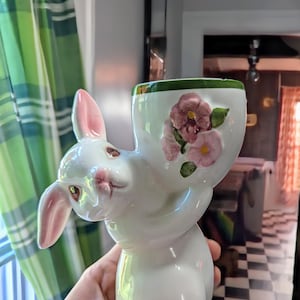 Avon Ceramic Bunny Egg/Candle Holder Vintage