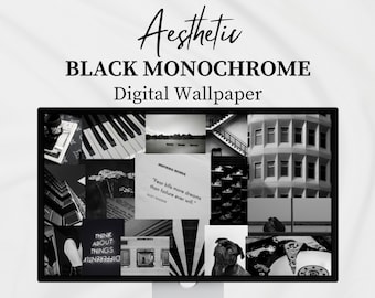 ästhetik Desktop Wallpaper | Desktop Organizer Laptop Hintergrundbild Macbook Hintergrund Ipad Hintergrundbild Dark Mode Hintergrundbild Schwarz Minimalistisch