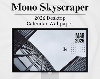 Calendario per sfondo desktop 2026 / Organizzatore digitale per desktop Sfondo estetico Sfondo per laptop Sfondo per Macbook Sfondo scuro