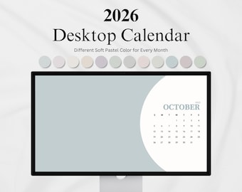 2026 Pastel Desktop Calendar Wallpaper Macbook Wallpaper Laptop Wallpaper Digital Organizer Wallpaper (Digital Download)
