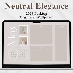2026 Desktop Wallpaper Calendar Digital Desktop Organizer Aesthetic Minimalist Wallpaper Macbook Wallpaper Laptop Windows Neutral Beige