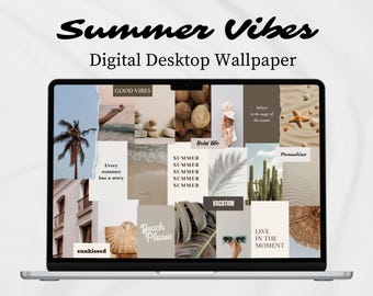 Digital Desktop Wallpaper |  Aesthetic Desktop Organizer Macbook Wallpaper Collage Moodboard Digital Wallpaper  Laptop Wallpaper Summer