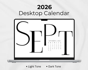 2026 Desktop Wallpaper Calendar – Minimalist Neutral Aesthetic | Digital Download for Laptop, MacBook, PC | Monthly Planner Background