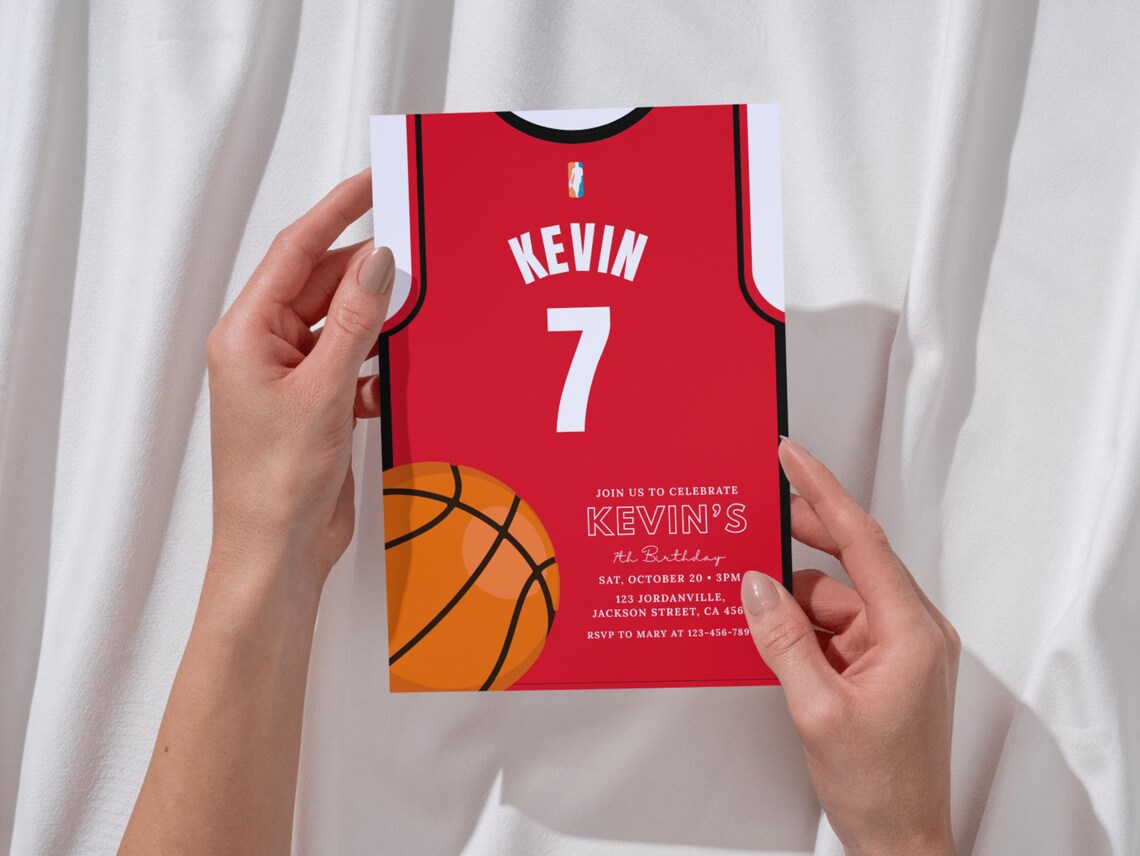The Houston Rockets Invatation Houston Rockets Basketball Birthday Invitation Template Editable Kids ...