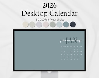 Sfondo del calendario desktop 2026, sfondo per Macbook, sfondo per laptop, sfondo minimalista Boho Organizer (download digitale)