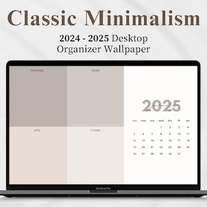 2025 Desktop Wallpaper Calendar | Desktop Organizer Aesthetic Minimalist Wallpaper Neutral Macbook Wallpaper Laptop Computer Background