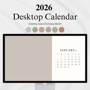 2026 Desktop Wallpaper Calendar Digital Desktop Calendar Aesthetic Wallpaper Background Earth Color Calendar Macbook Wallpaper Computer