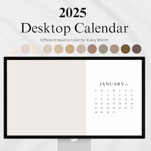 2025 Desktop Wallpaper Kalender | Digitaler Desktopkalender Ästhetischer Bildschirmhintergrund Minimalistischer Farbkalender für Macbook und Computer