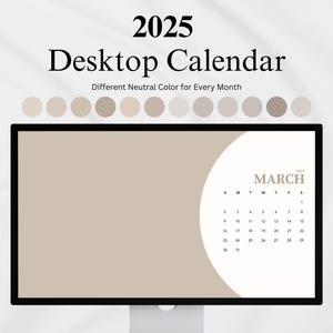 2025 Desktop Wallpaper Calendar | Beige Desktop Calendar Digital Desktop Organizer Macbook Wallpaper Laptop Wallpaper Aesthetic Minimalist
