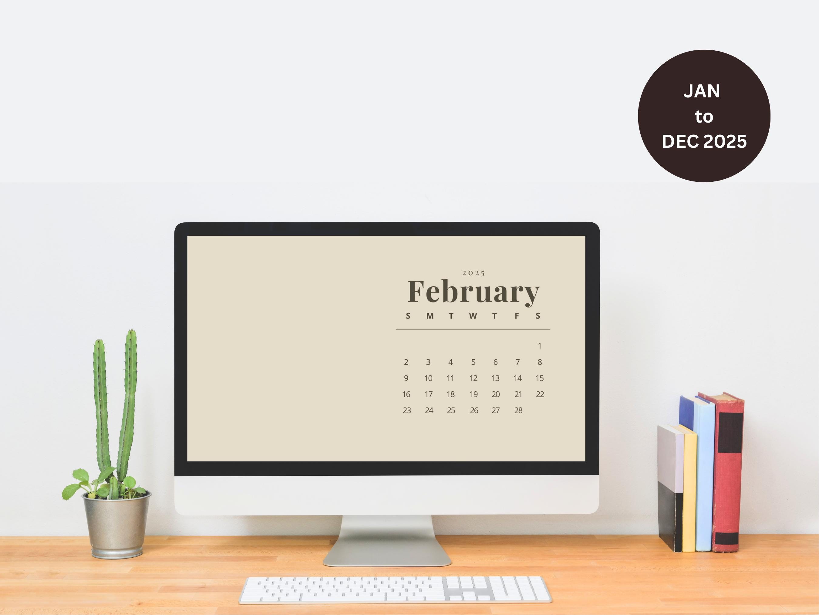 2025 Desktop Wallpaper Calendar | Digital Desktop Wallpaper Aesthetic