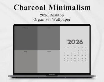 Tapeta na pulpit 2026, tapeta na Macbooka, kalendarz na pulpit, tapeta minimalistyczna, tryb ciemny, laptop, Windows, estetyczny wygaszacz ekranu