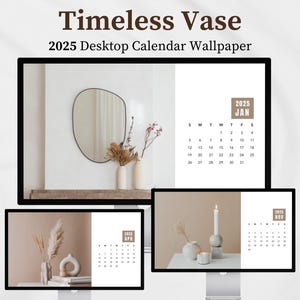 2025 Desktop Wallpaper Calendar | Digital Desktop Organizer Neutral Macbook Wallpaper Aesthetic Minimalist Laptop Wallpaper Computer