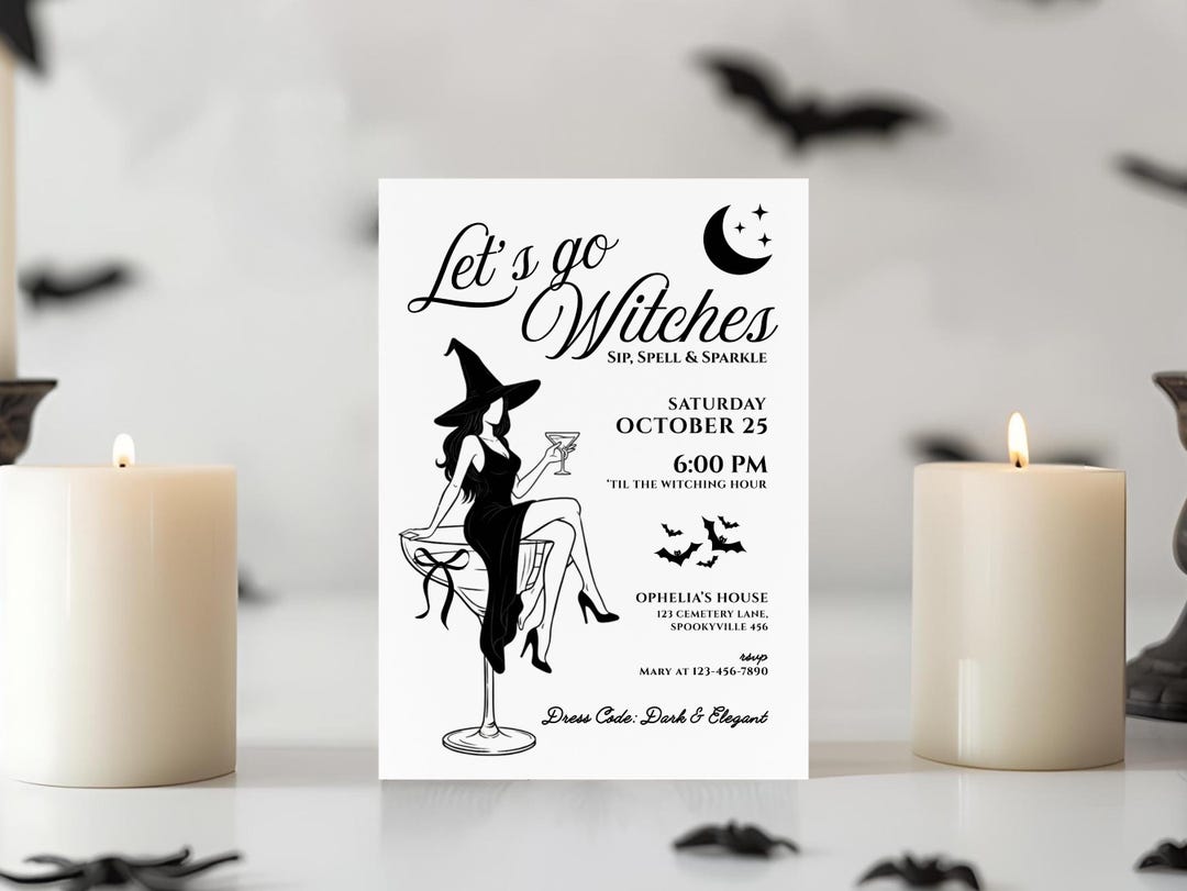 Witch Invite Editable Witch Halloween Invitation Template Elegant Witch Party Invite ...