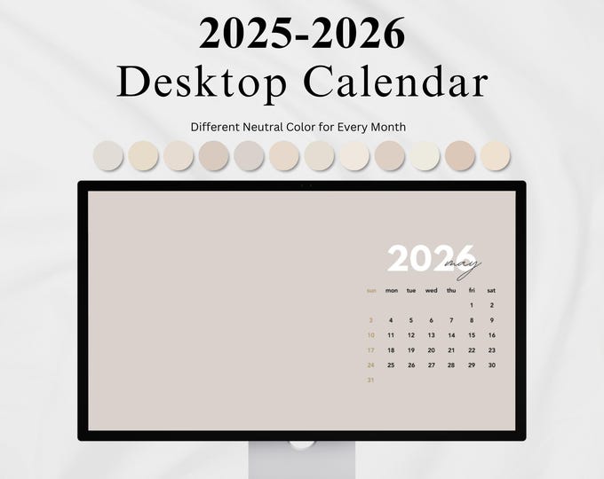 2026 Calendar Desktop Wallpaper Organizer Minimalist Design Digital Il 93cg 